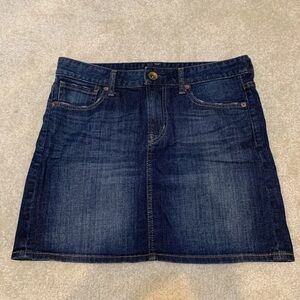 Uniqlo UJ Blue Denim Jeans Skirt Women Size Waist 64cm XS 4 Pockets Zipper